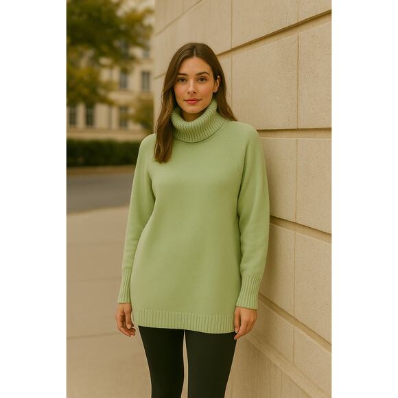 Cashmere Cashmere Scotland SZ M 100% Cashmere Turtle Neck Sweater Celery Green - Picture 1 of 5